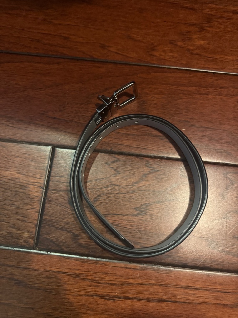 Nautica Black Leather Belt with Silver Buckle
